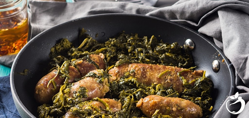 Garlicky Greens & Sausage Breakfast Sauté with Avocado