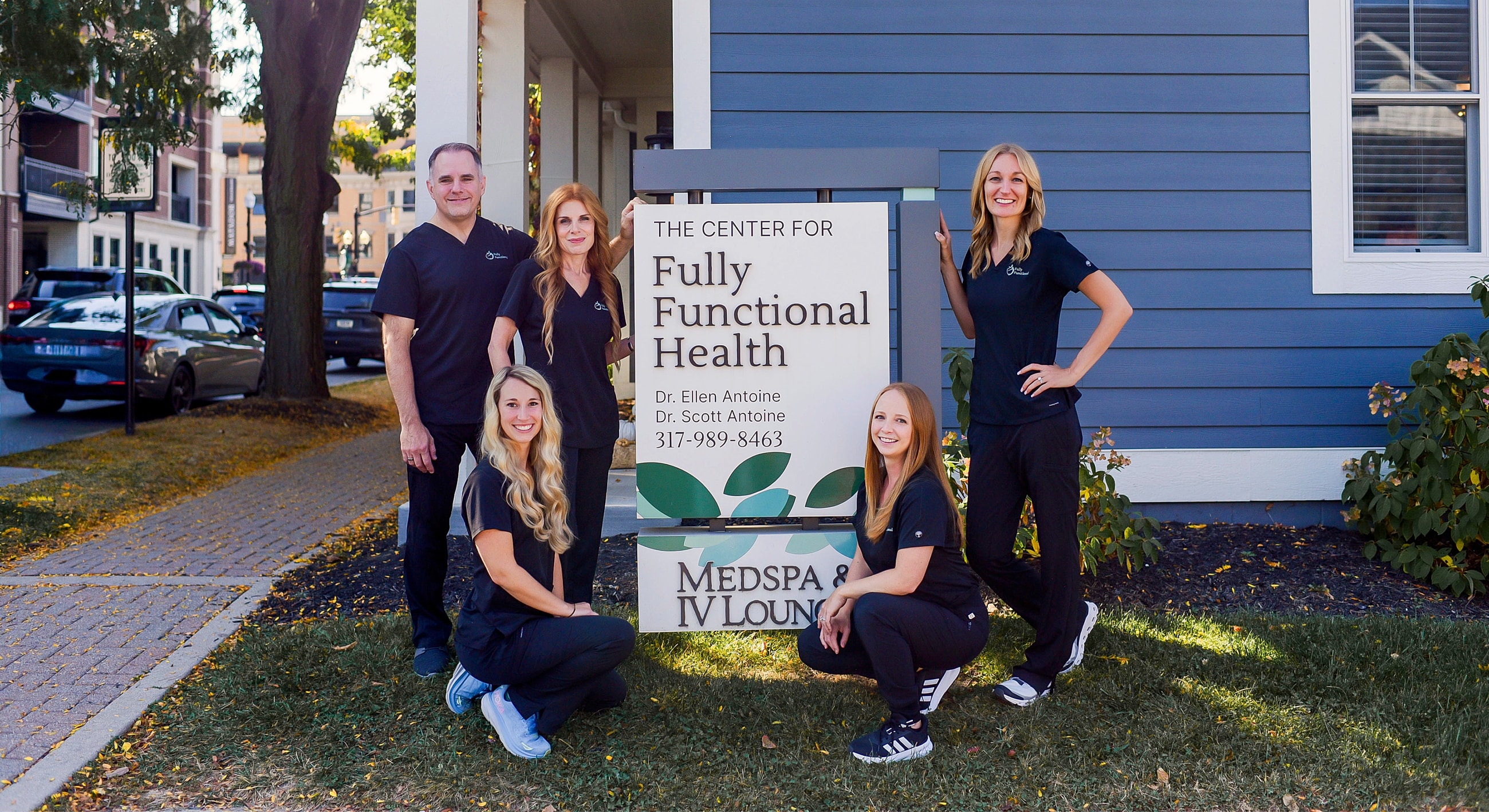Healthcare team outside Fully Functional Health center.