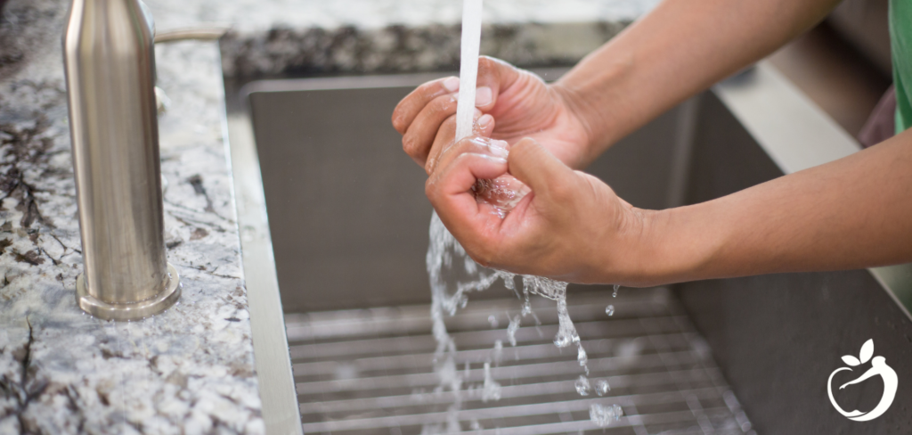 person thoroughly washing their hands