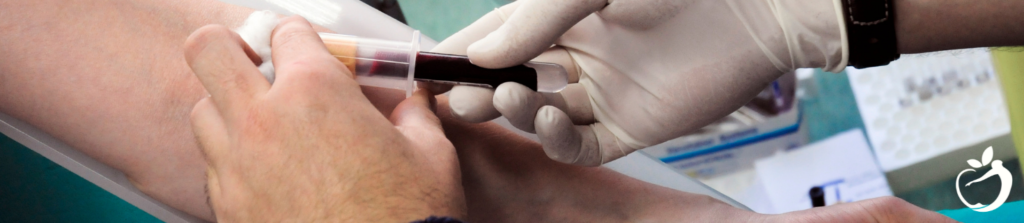 a patient model getting blood drawn