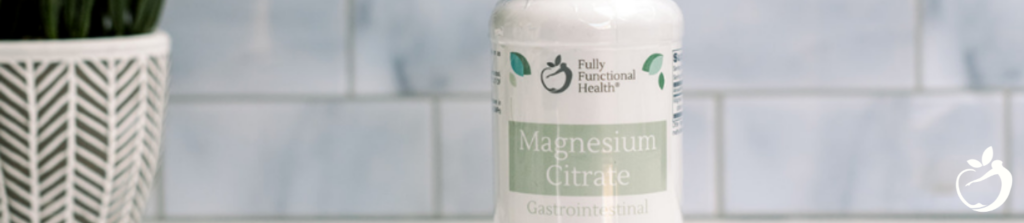 Fully Functional® Magnesium Citrate supplement on a kitchen counter