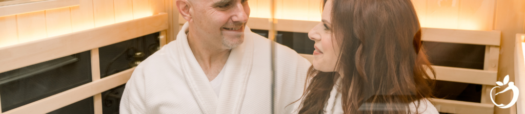 Dr. Scott, and Dr. Ellen Antoine in an infrared sauna