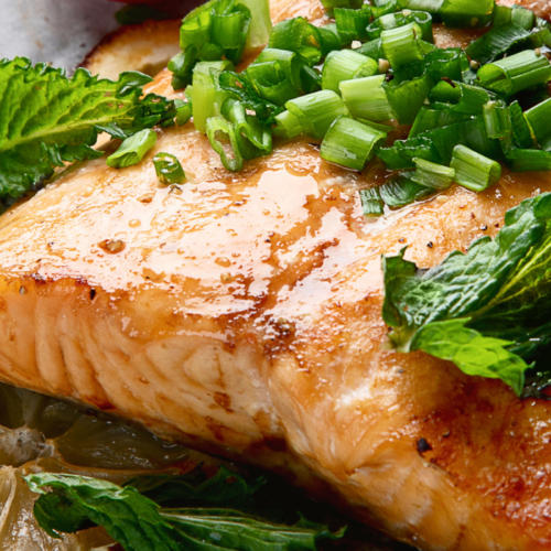 Dijon and Herb Salmon on a plate