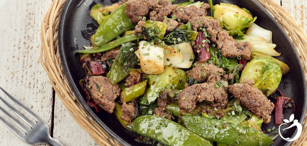 Beef and Kale Skillet on a table