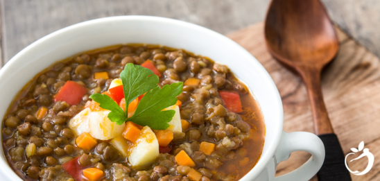 Recipe Post Header Image of Healthy Lentil Soup in a bowl.