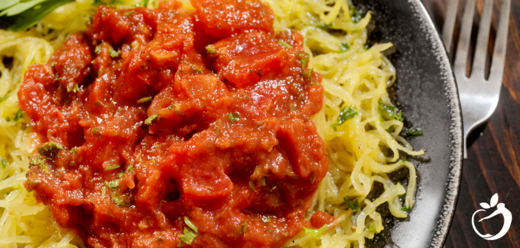 Recipe Post Header Image of Italian Spaghetti Squash Hodgepodge in a bowl.