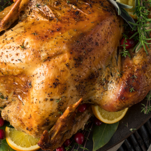 Recipe Post Header Image - Paleo Turkey Recipe: Best Turkey Brine Recipe! Image of brined turkey.