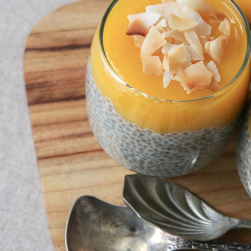 Image of Pumpkin Spice Pudding With Chia Seeds in a glasses with two spoons.