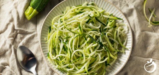 To show some the zucchini noodles in a bowl, part of the Egg Roll in a Bowl recipe