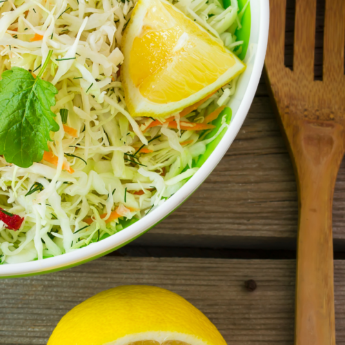 Winter Salad Recipe With Lemon and Mint in a bowl